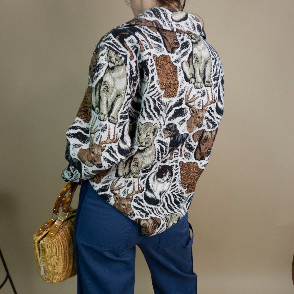 Vintage Animal Printed Woven Tapestry Jacket - Picture 4 of 8